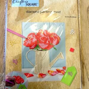 Arts Crafter's Square Diamond Painting Sheet Flowers 6"x8" roses bling fun artsy
